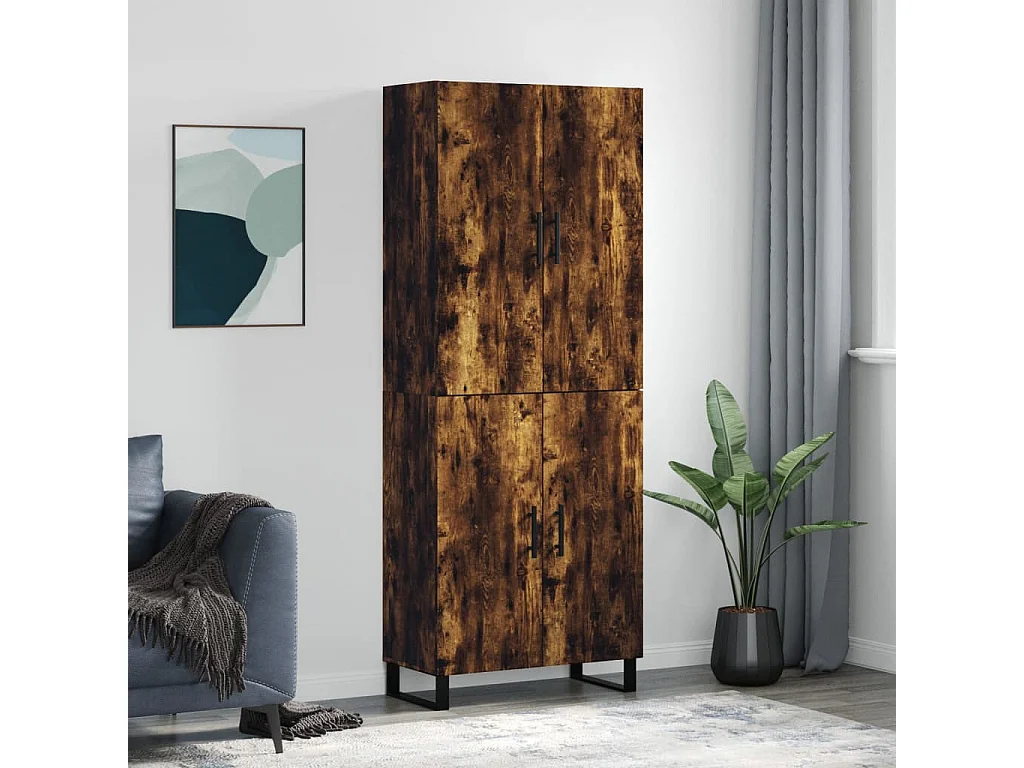 Credenza | Buffet | Armadio Rovere Fumo  69,5x34x180 cm in Legno Multistrato