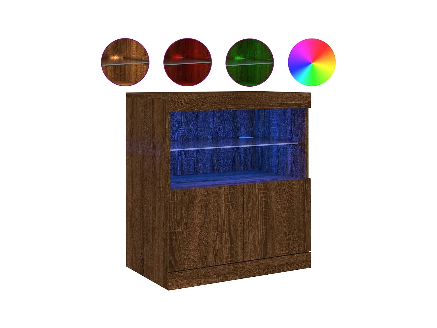 Buffet | Bahut | Meuble de rangement avec lumières LED chêne marron 60x37x67 cm