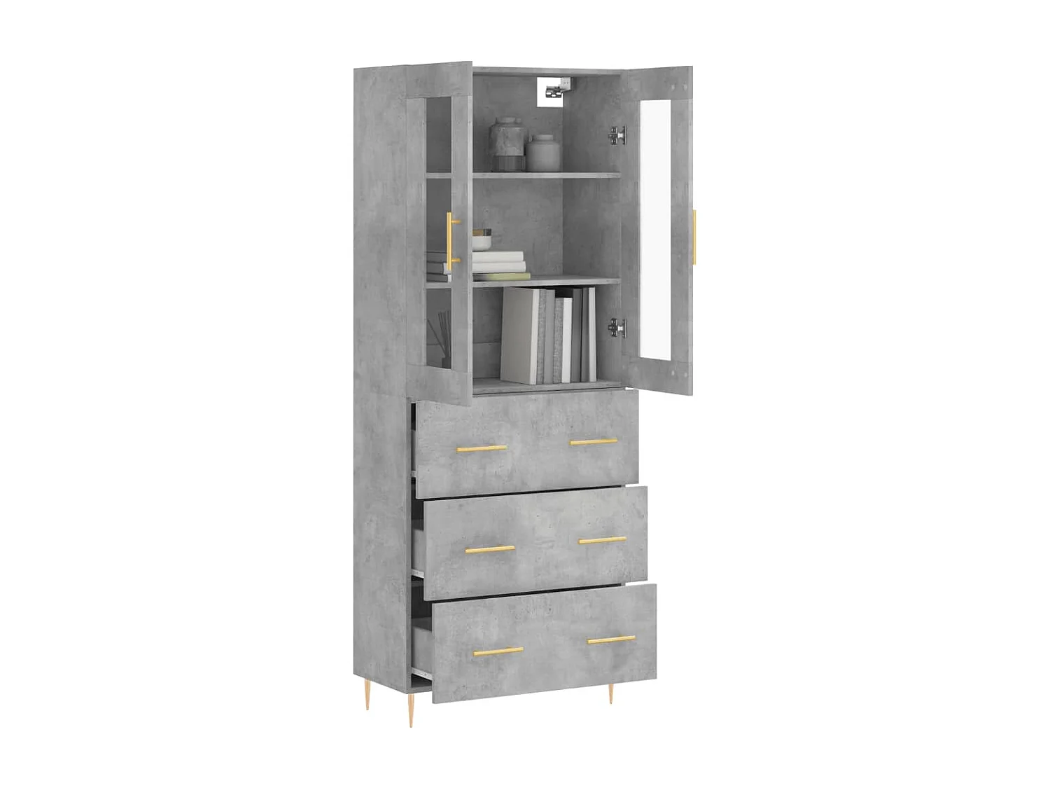 Credenza | Buffet | Armadio Grigio Cemento 69,5x34x180 cm in Legno Multistrato