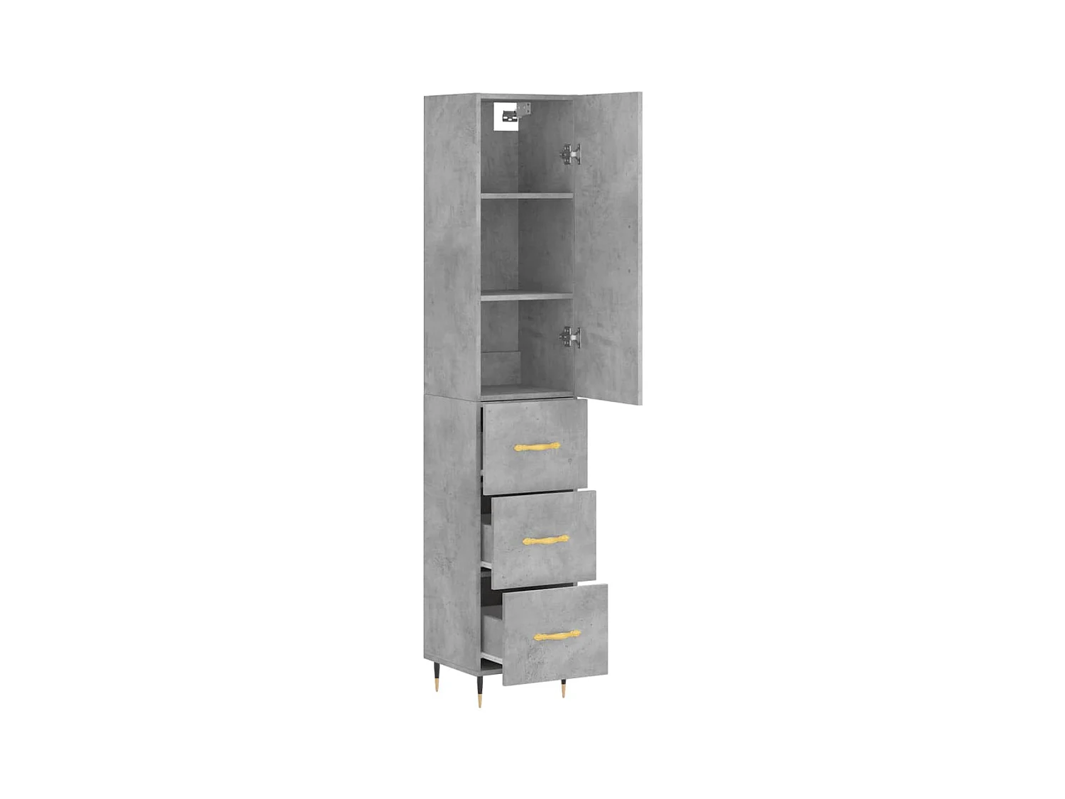 Buffet | Bahut | Meuble de rangement haut Gris béton 34,5x34x180 cm Bois d'ingénierie
