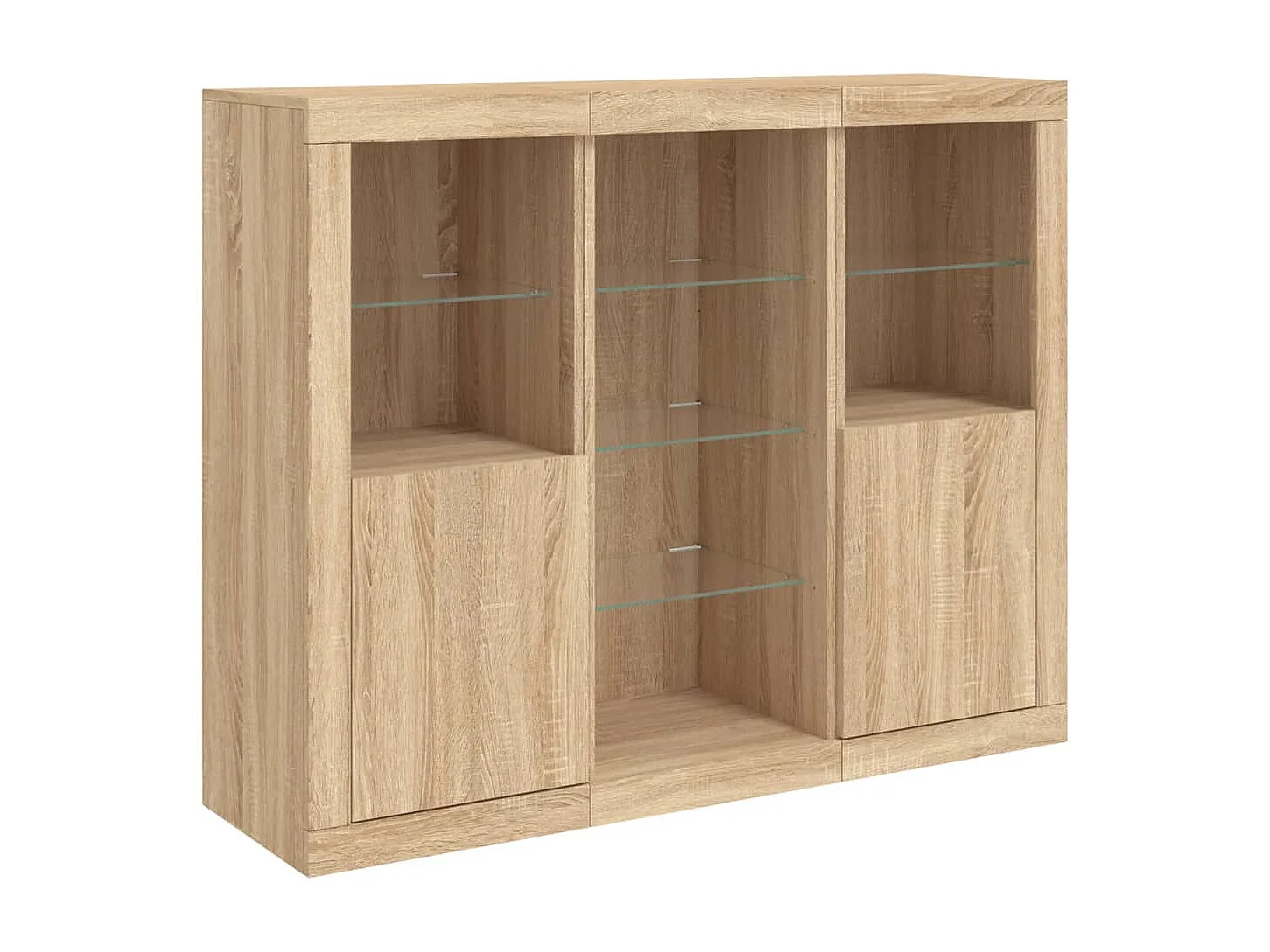 Credenze | Buffet | Armadi con Luci LED 3 pz Rovere Sonoma in Legno Multistrato