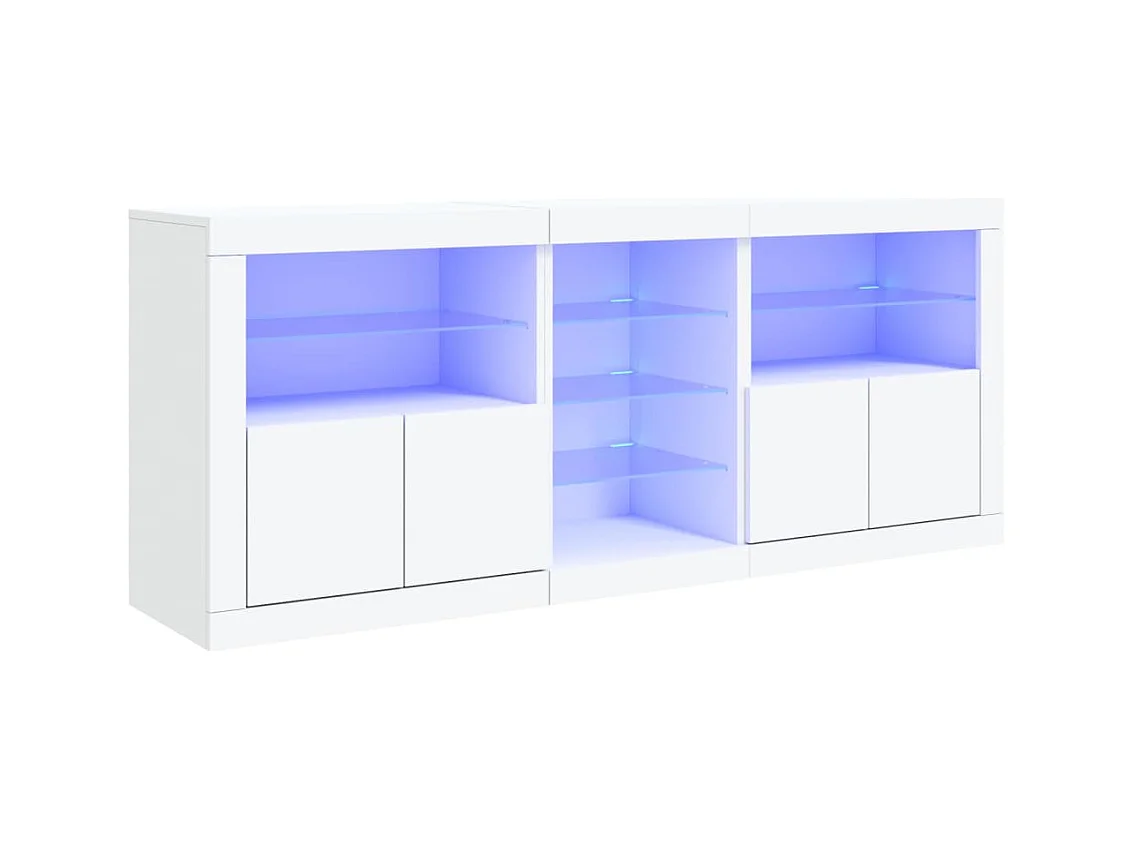 Buffet | Bahut | Meuble de rangement avec lumières LED blanc 181,5x37x67 cm