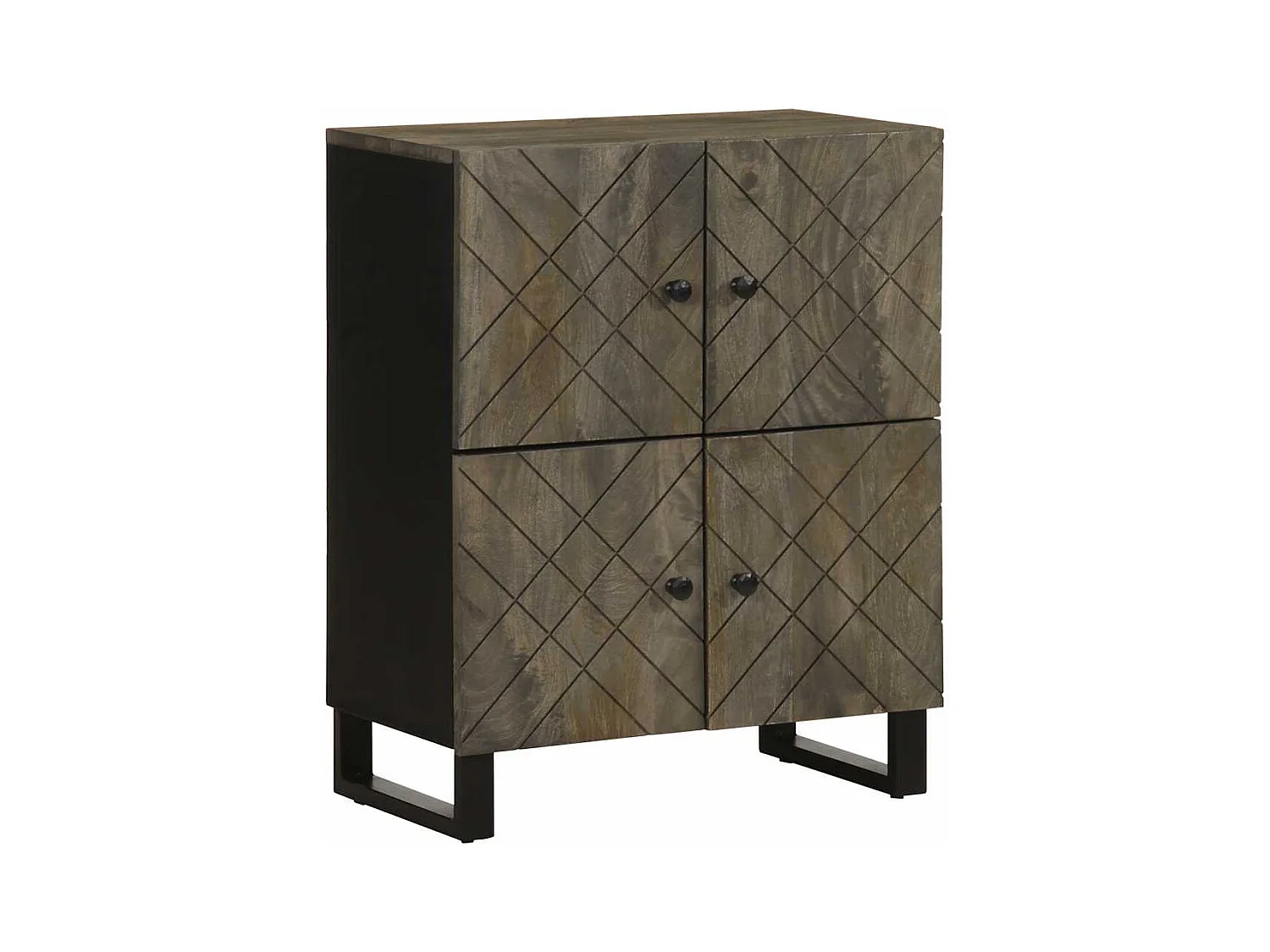 Buffet | Bahut | Meuble de rangement noir 60x33x75 cm bois massif de manguier