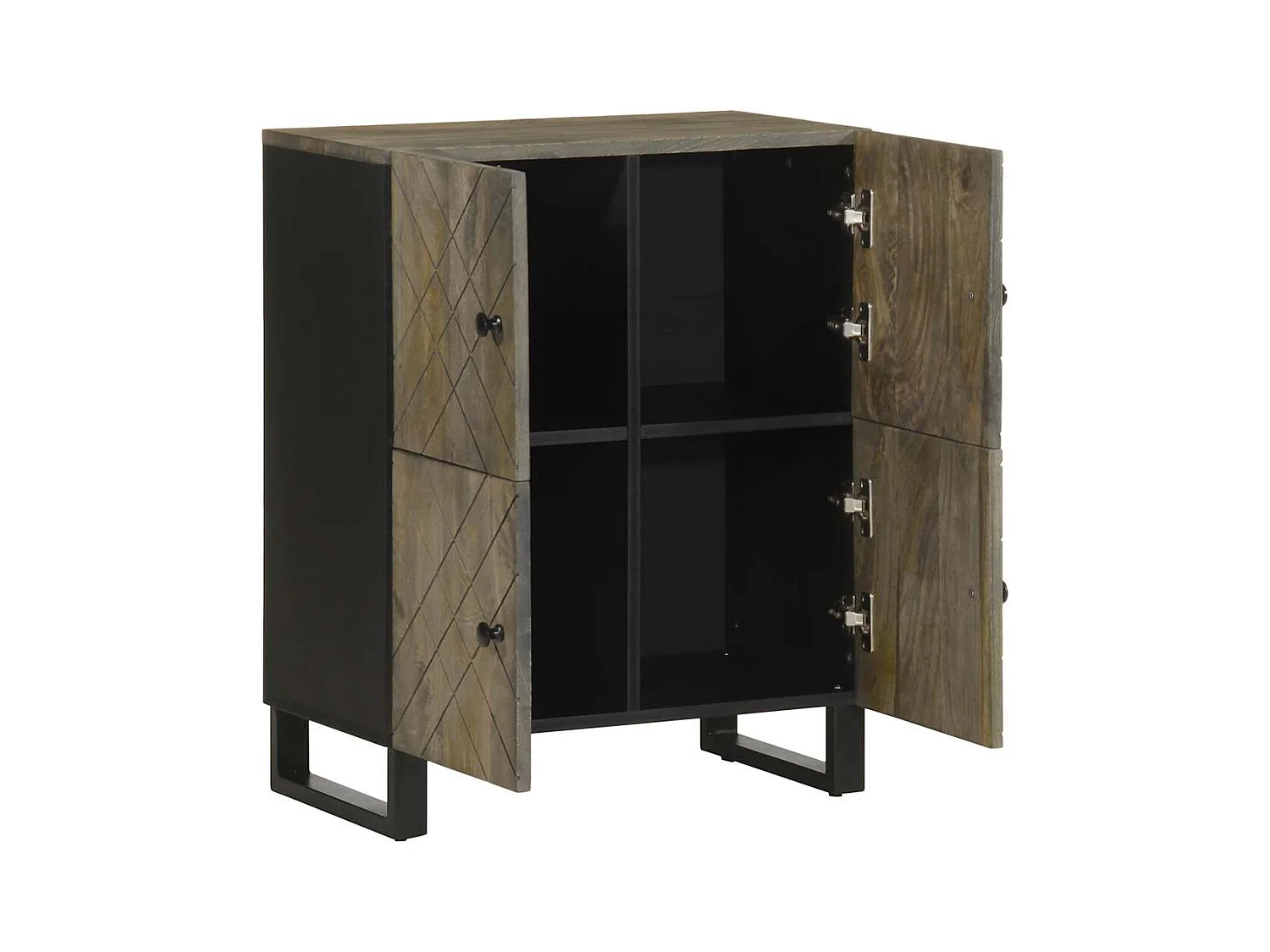 Buffet | Bahut | Meuble de rangement noir 60x33x75 cm bois massif de manguier