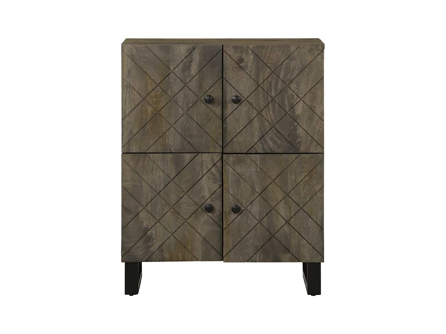 Buffet | Bahut | Meuble de rangement noir 60x33x75 cm bois massif de manguier