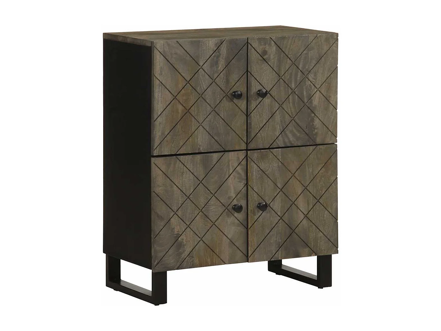 Buffet | Bahut | Meuble de rangement noir 60x33x75 cm bois massif de manguier