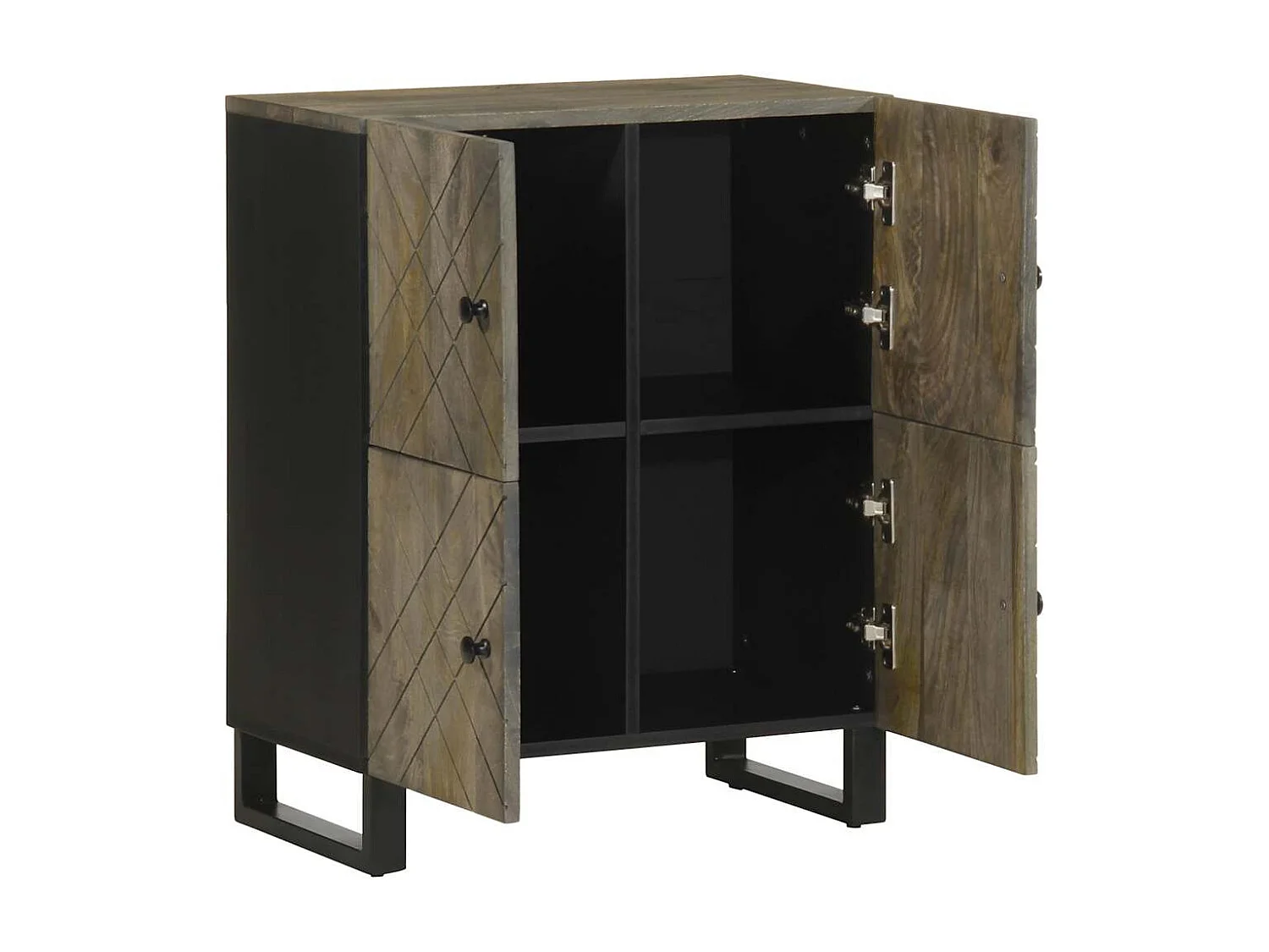 Buffet | Bahut | Meuble de rangement noir 60x33x75 cm bois massif de manguier
