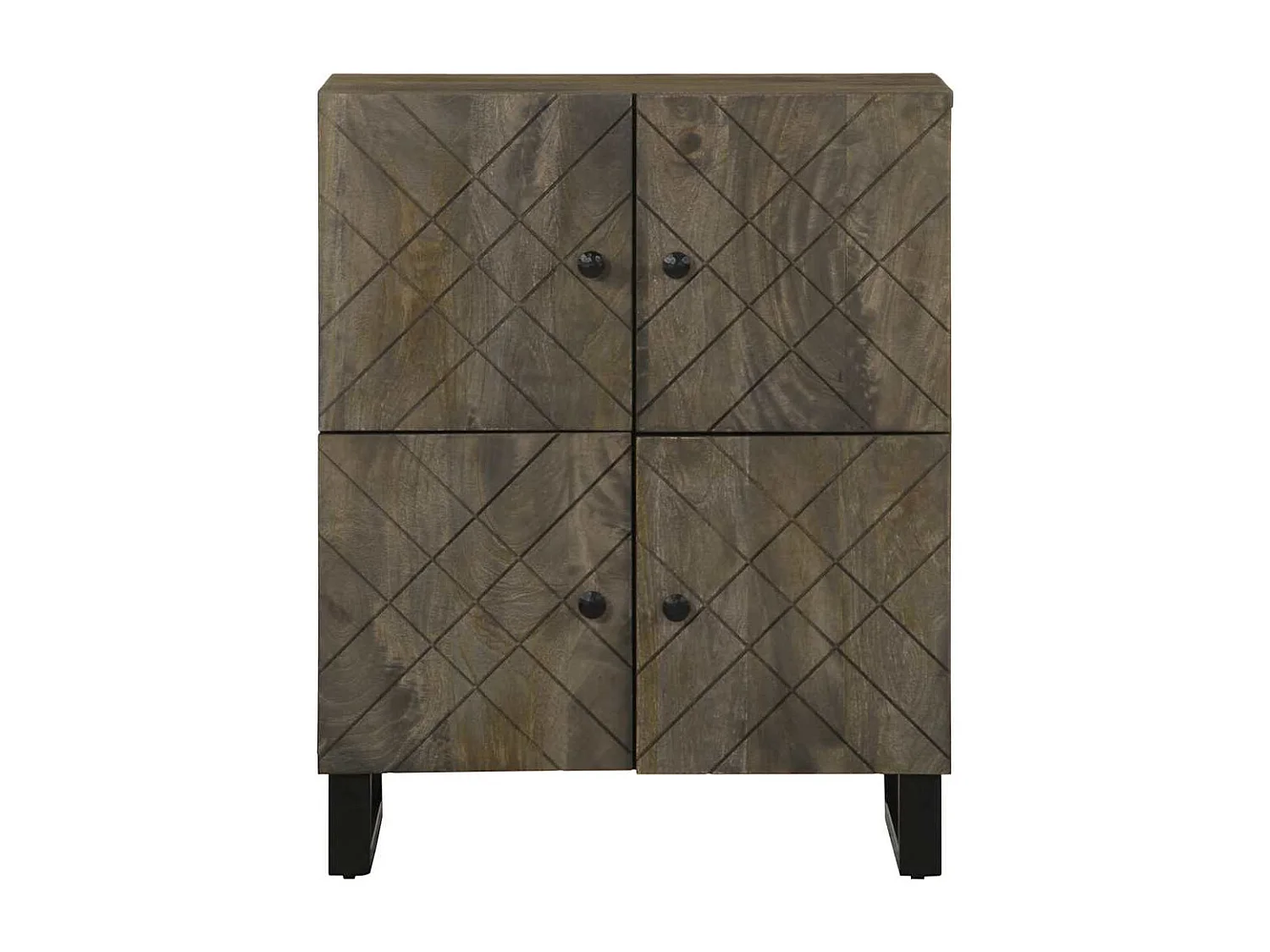 Buffet | Bahut | Meuble de rangement noir 60x33x75 cm bois massif de manguier
