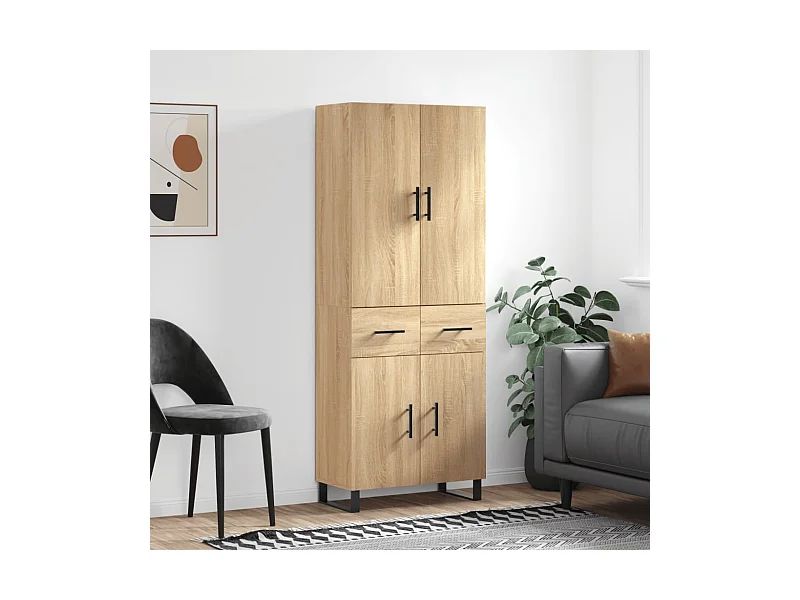Buffet | Bahut | Meuble de rangement haut Chêne sonoma 69,5x34x180 cm Bois d'ingénierie