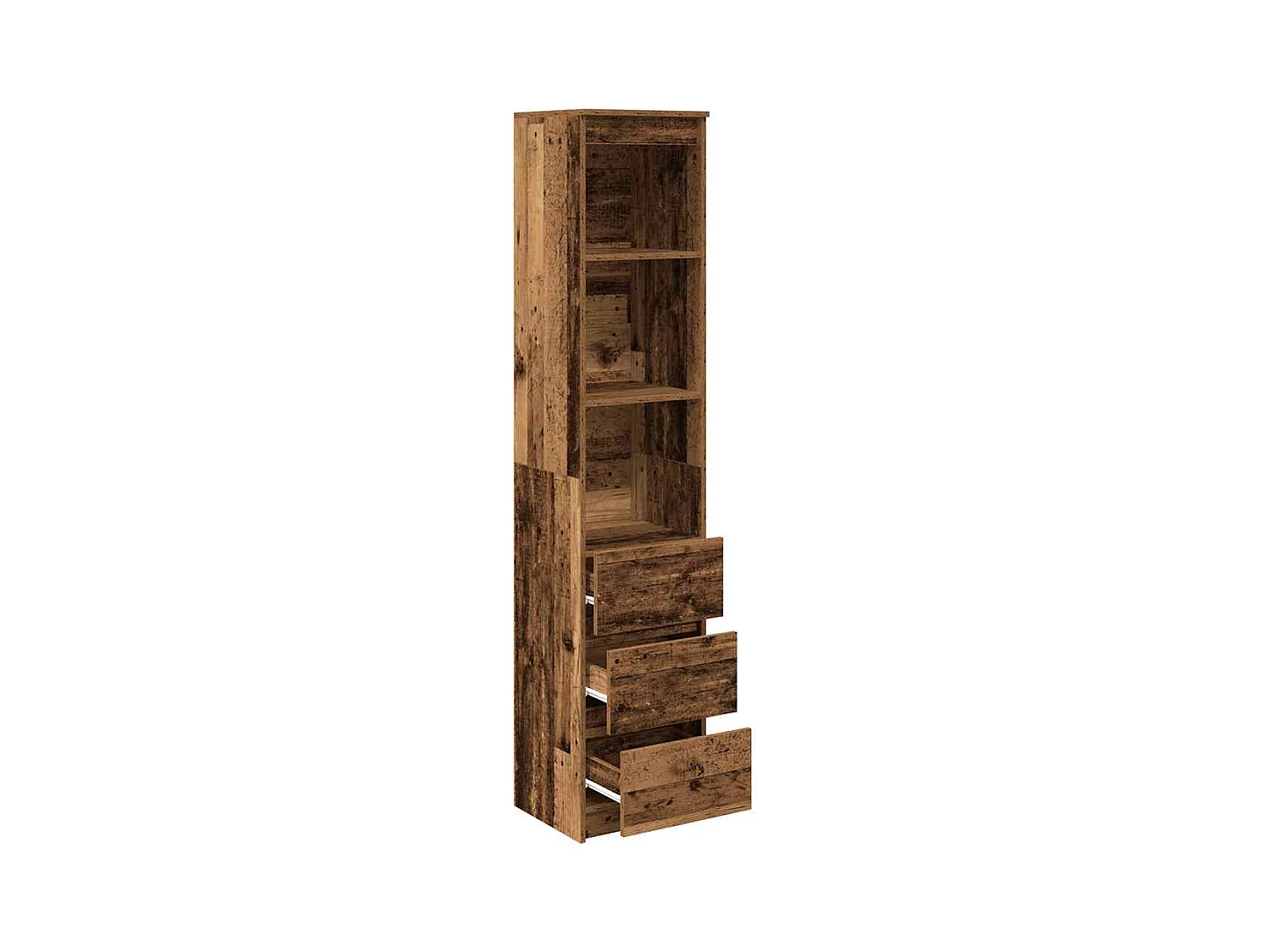 Buffet | Commode à tiroir | Meuble de rangement haut 37,5x35x180 cm vieux bois bois d'ingénierie