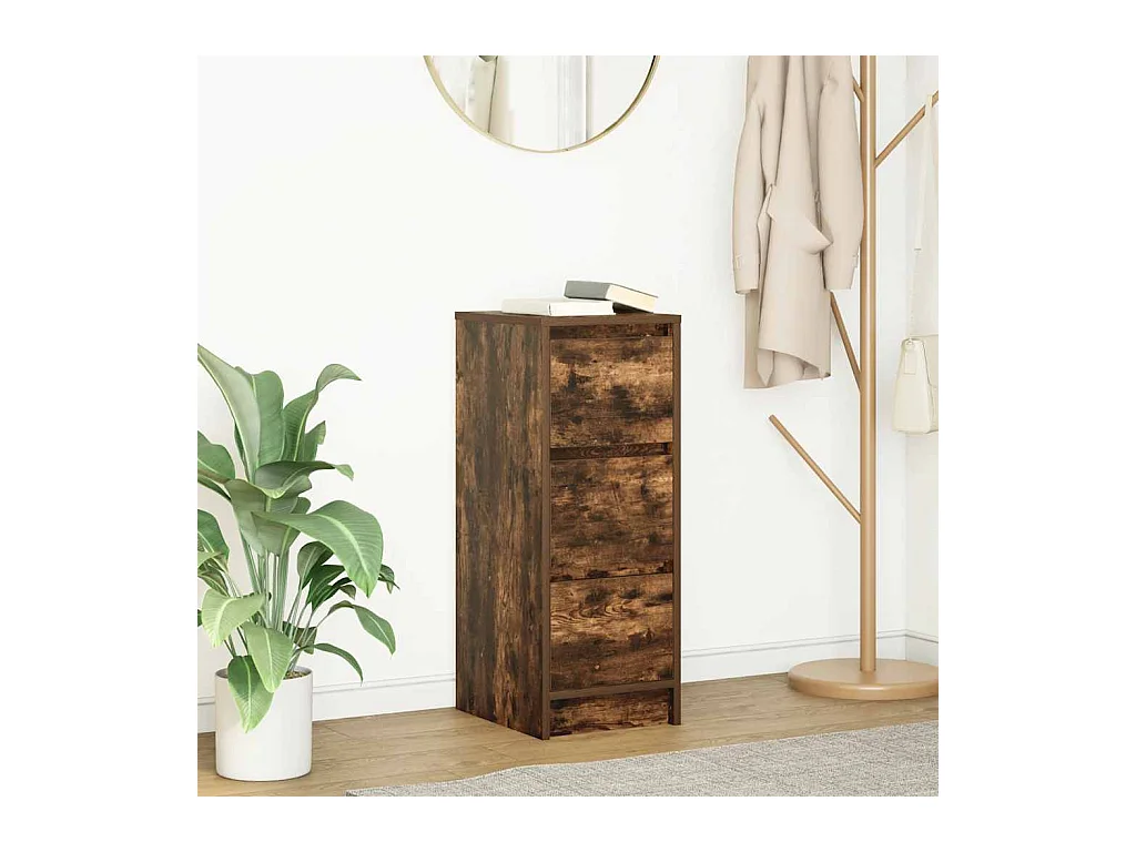 Buffet | Commode à tiroir | Meuble de rangement chêne fumé 29,5x34x76 cm bois d'ingénierie