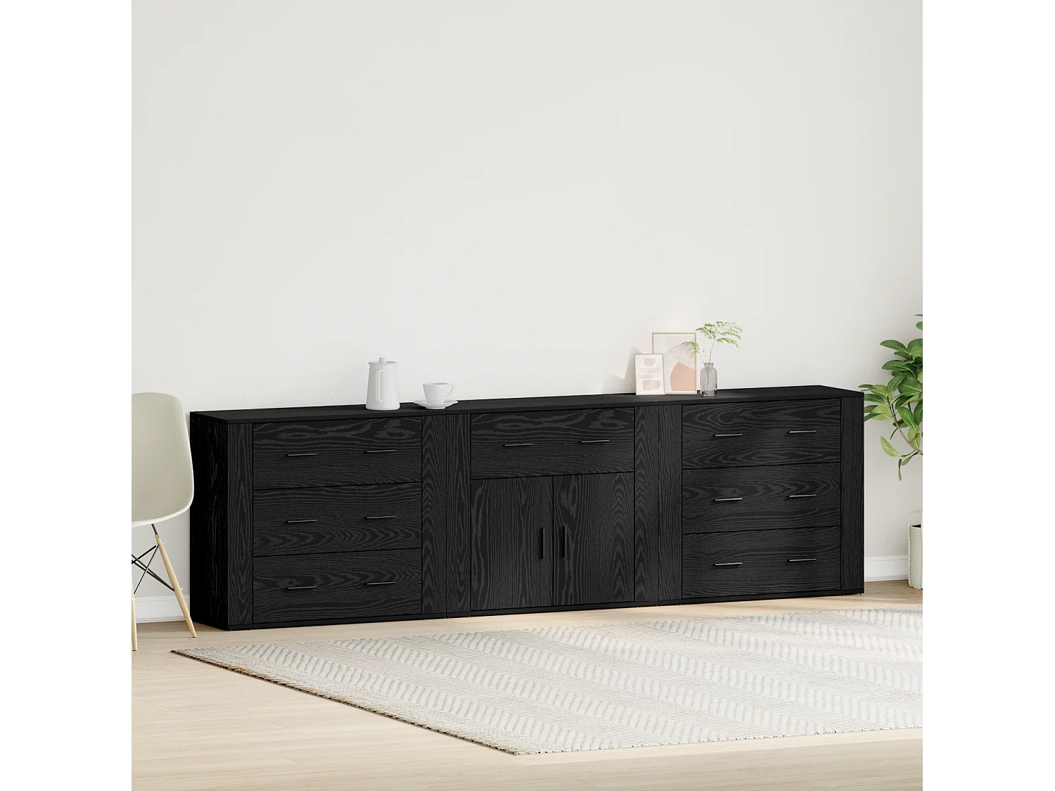 Buffets | Bahuts | Meuble de rangement 3 pcs Chêne Noir Bois d'ingénierie