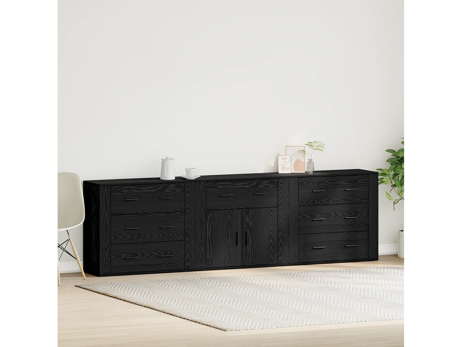Buffets | Bahuts | Meuble de rangement 3 pcs Chêne Noir Bois d'ingénierie