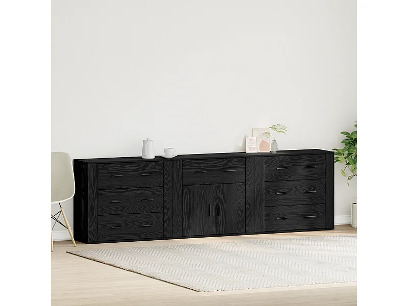 Buffets | Bahuts | Meuble de rangement 3 pcs Chêne Noir Bois d'ingénierie
