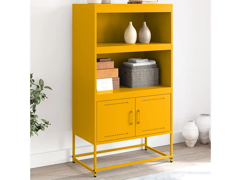Credenza | Buffet | Armadio Giallo Senape 68,5x38,5x123,5 cm in Acciaio