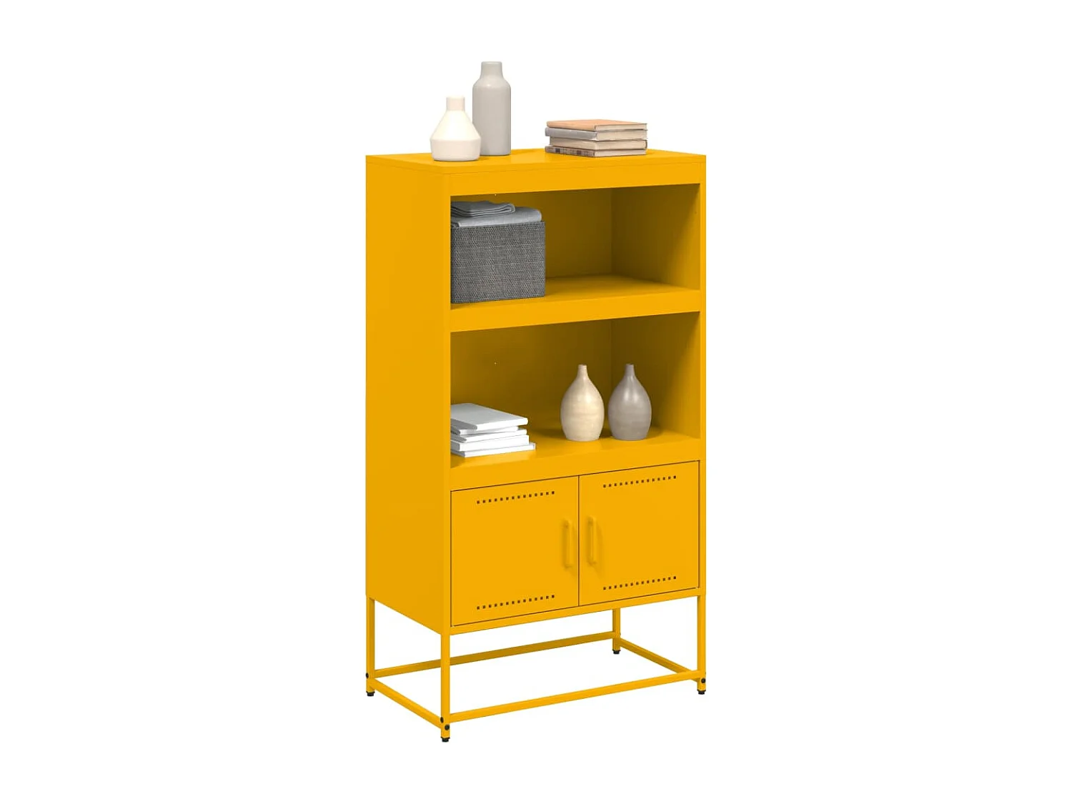 Credenza | Buffet | Armadio Giallo Senape 68,5x38,5x123,5 cm in Acciaio