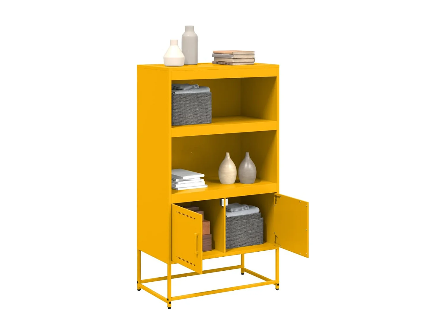 Credenza | Buffet | Armadio Giallo Senape 68,5x38,5x123,5 cm in Acciaio