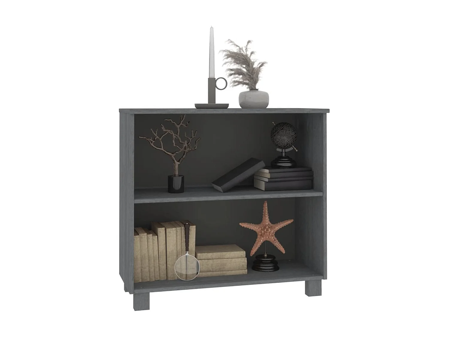 Credenza | Buffet | Armadio HAMAR Grigio Scuro 85x35x80 cm Legno Massello di Pino