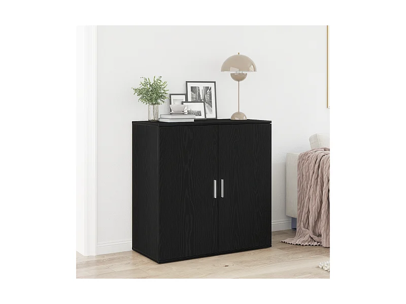 Buffet | Bahut | Meuble de rangement latéral Chêne noir 79x38x80 cm Bois d'ingénierie
