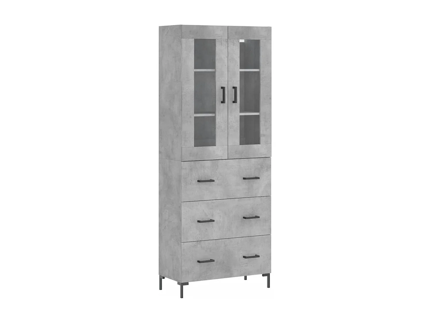 Buffet | Bahut | Meuble de rangement haut Gris béton 69,5x34x180 cm Bois d'ingénierie