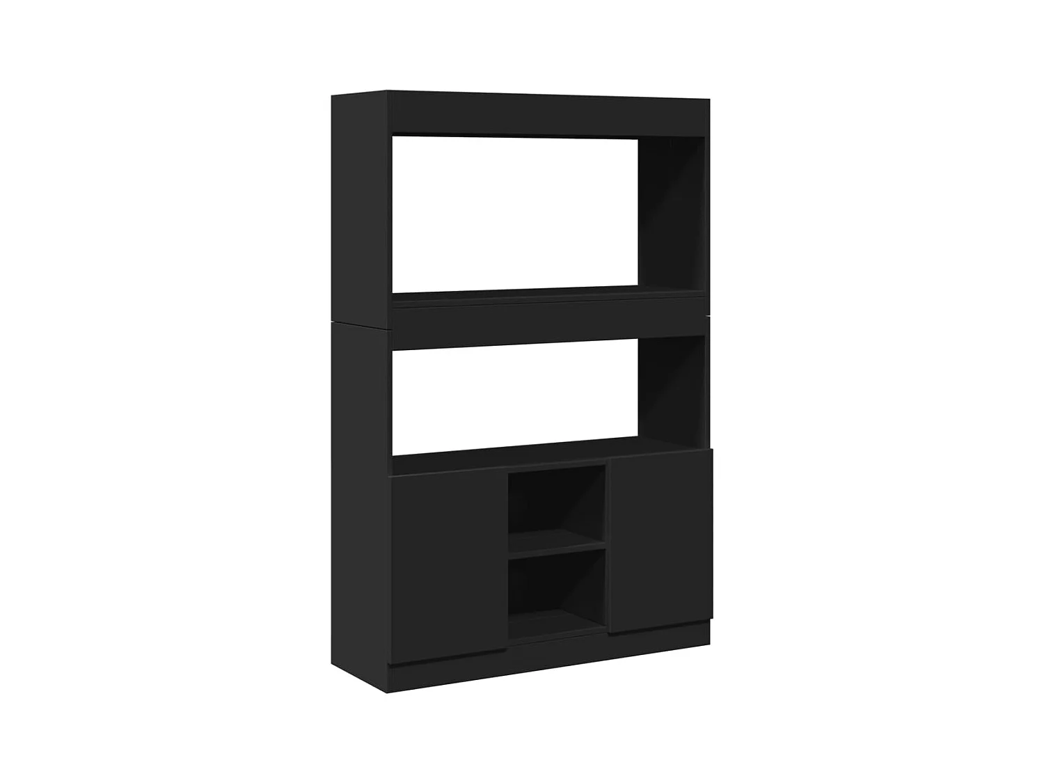 Credenza | Buffet | Armadio Nera 92x33x140 cm in Legno Multistrato