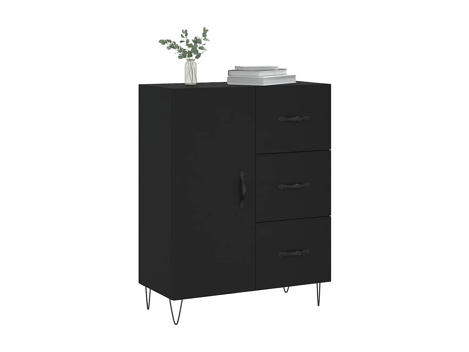 Buffet | Bahut | Meuble de rangement noir 69,5x34x90 cm bois d'ingénierie