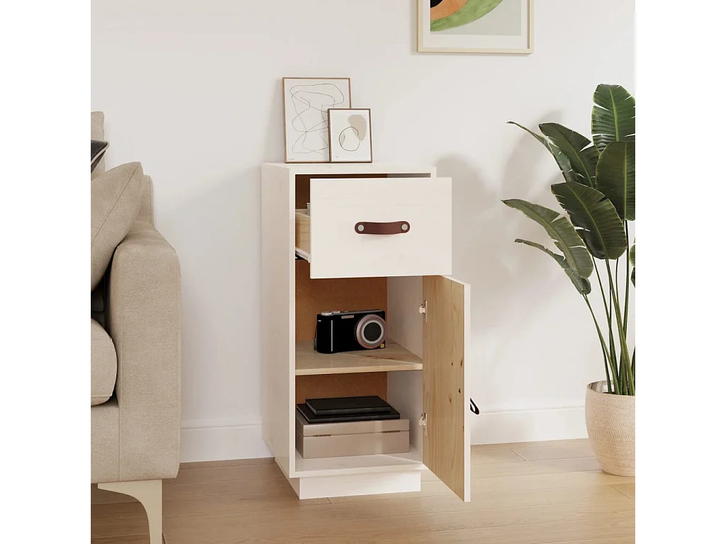 Buffet | Bahut | Meuble de rangement Blanc 34x40x75 cm Bois massif de pin