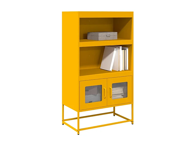 Credenza | Buffet | Armadio Giallo Senape 68x39x123 cm in Acciaio