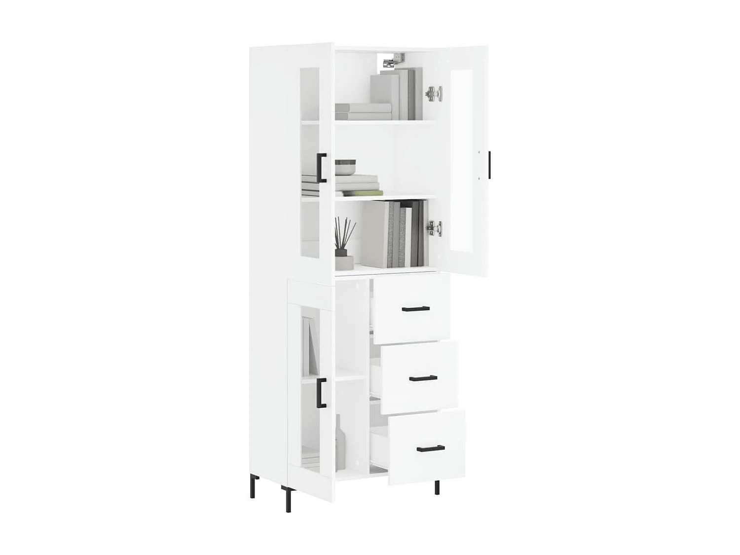 Buffet | Bahut | Meuble de rangement haut Blanc 69,5x34x180 cm Bois d'ingénierie
