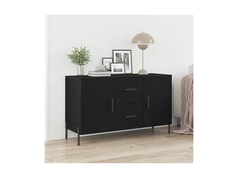 Sideboard | Credenza | Armadio Nero Rovere 100x36x60 cm Legno ingegnerizzato