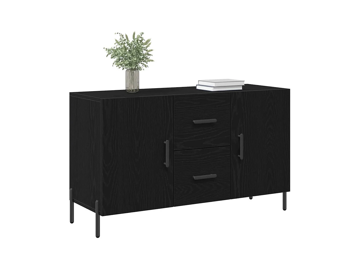 Sideboard | Credenza | Armadio Nero Rovere 100x36x60 cm Legno ingegnerizzato