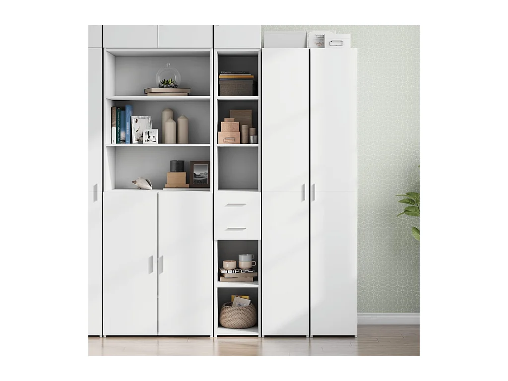 Credenza | Buffet | Armadio Bianca 30x42,5x185 cm in Legno Multistrato