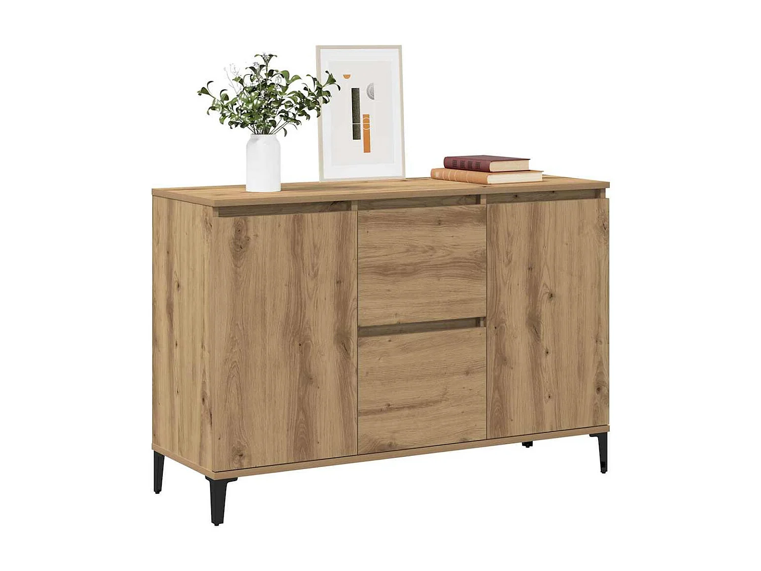 Buffet | Bahut | Meuble de rangement chêne artisanal 102x35x70 cm bois d'ingénierie