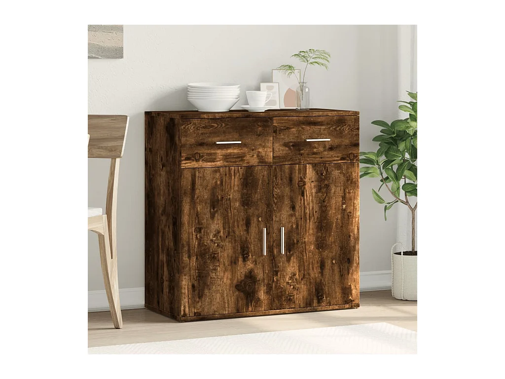 Buffet | Bahut | Meuble de rangement chêne fumé 79x38x80 cm bois d'ingénierie