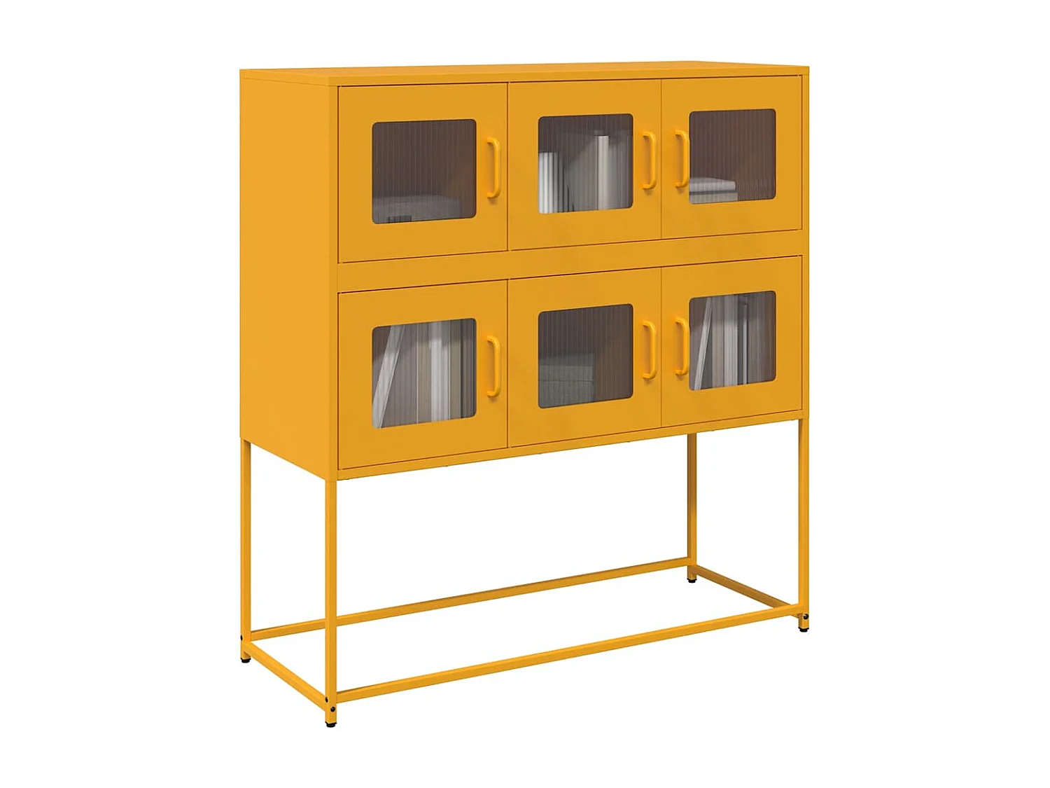 Credenza | Buffet | Armadio Giallo Senape 100,5x39x107cm Acciaio Laminato Freddo