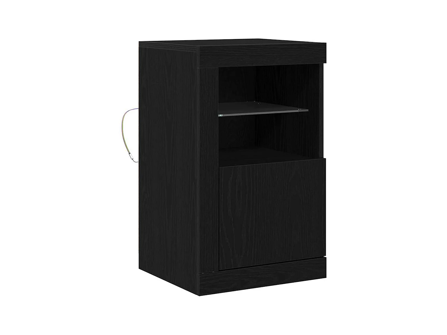 Sideboard | Credenza | Armadio con Luci LED Rovere Nero 41x37x67 cm