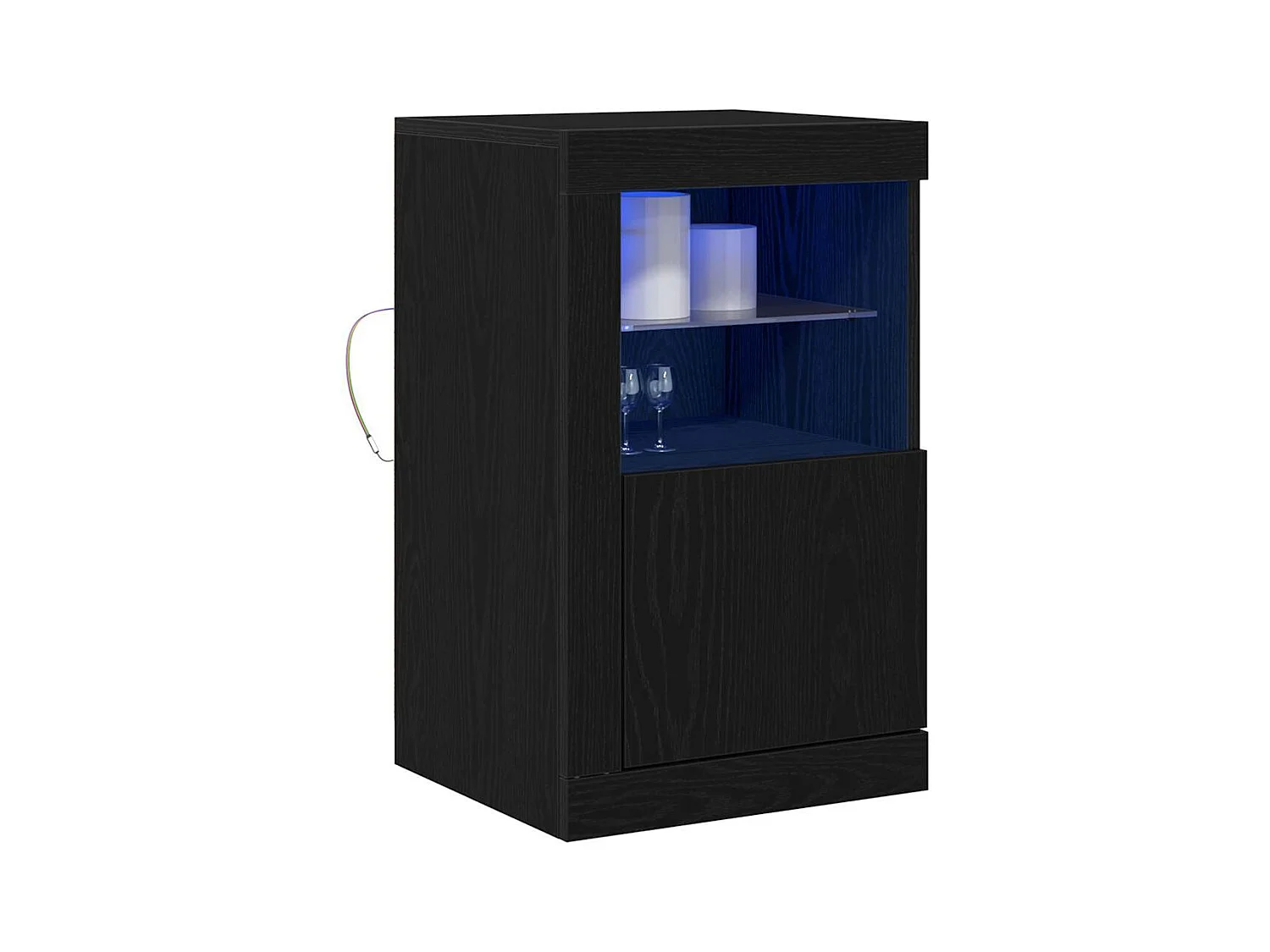 Sideboard | Credenza | Armadio con Luci LED Rovere Nero 41x37x67 cm