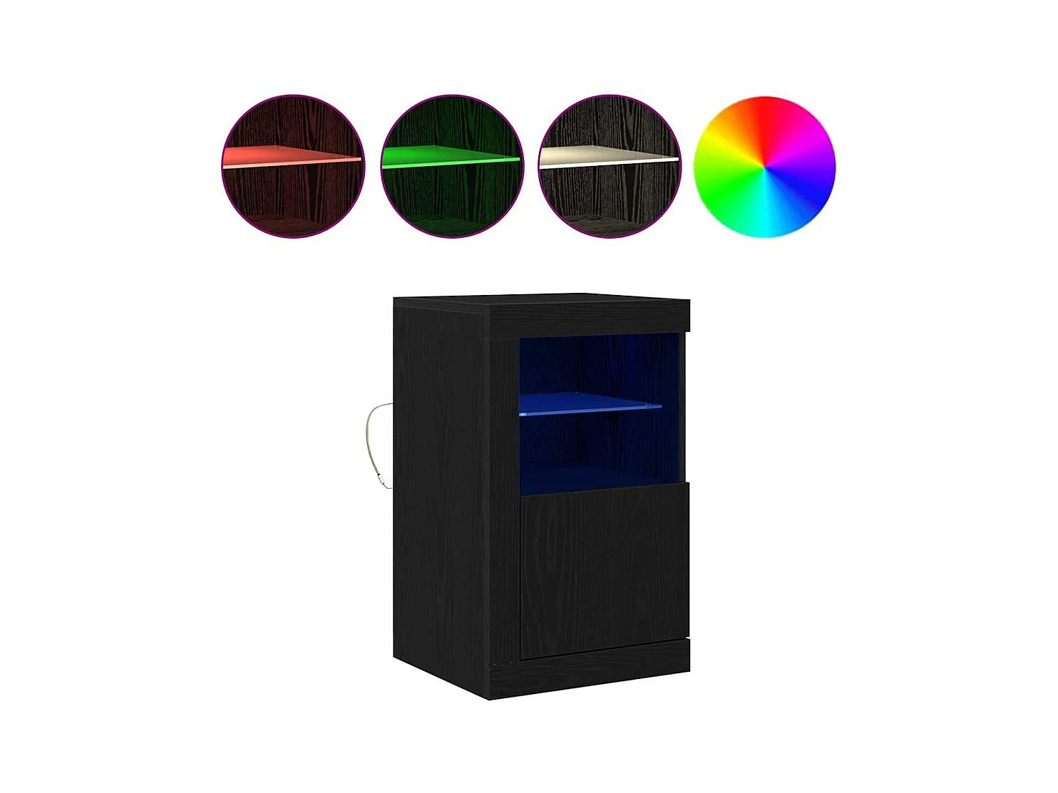 Sideboard | Credenza | Armadio con Luci LED Rovere Nero 41x37x67 cm