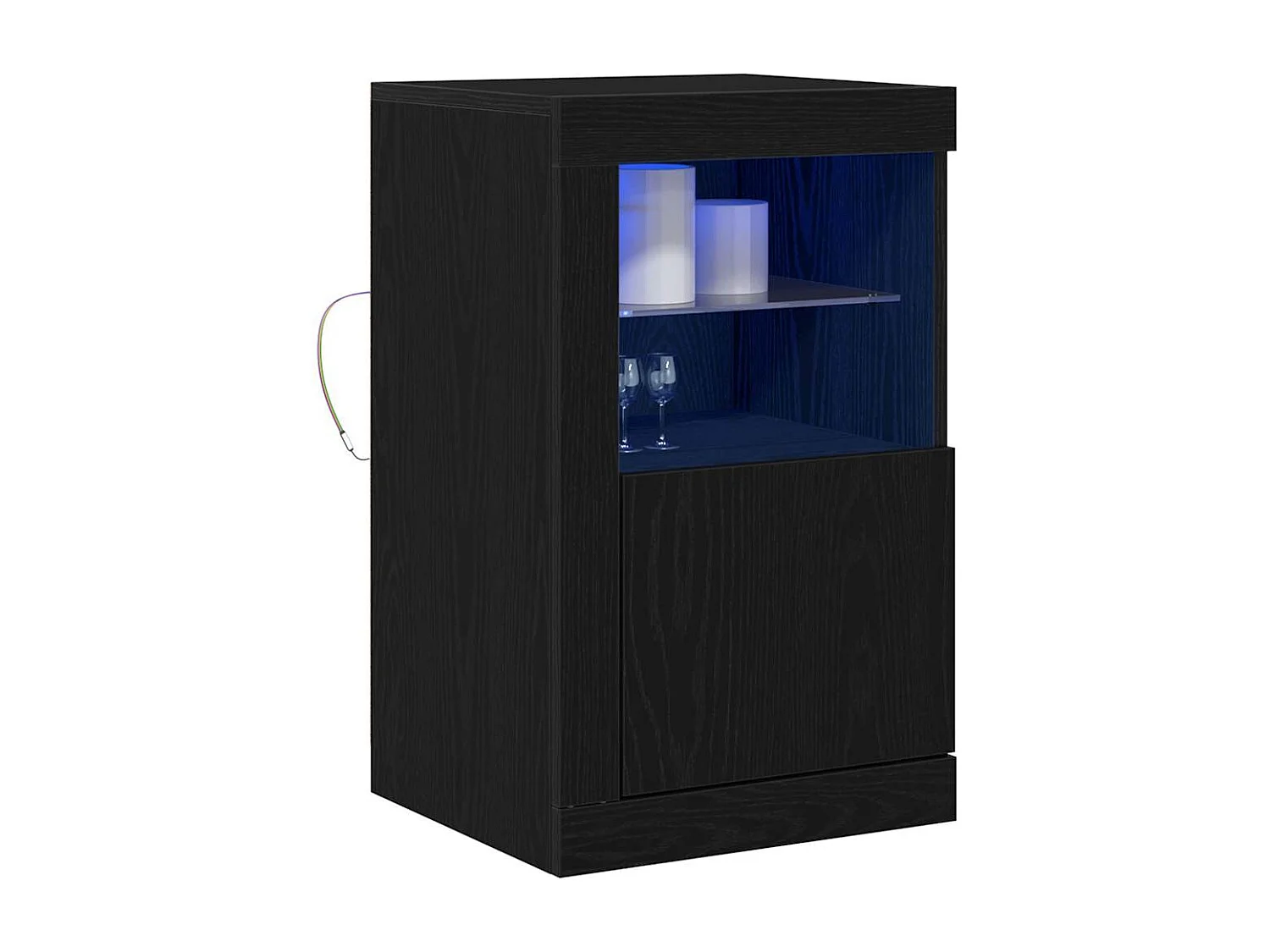 Buffet | Bahut | Meuble de rangement avec lumières LED Chêne noir 41x37x67 cm