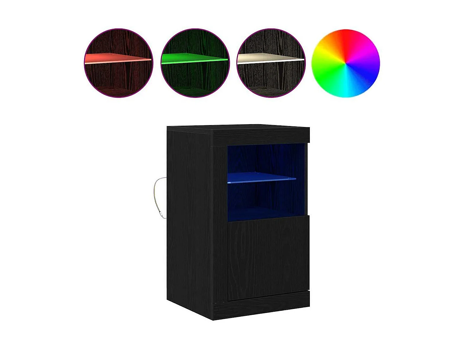 Buffet | Bahut | Meuble de rangement avec lumières LED Chêne noir 41x37x67 cm