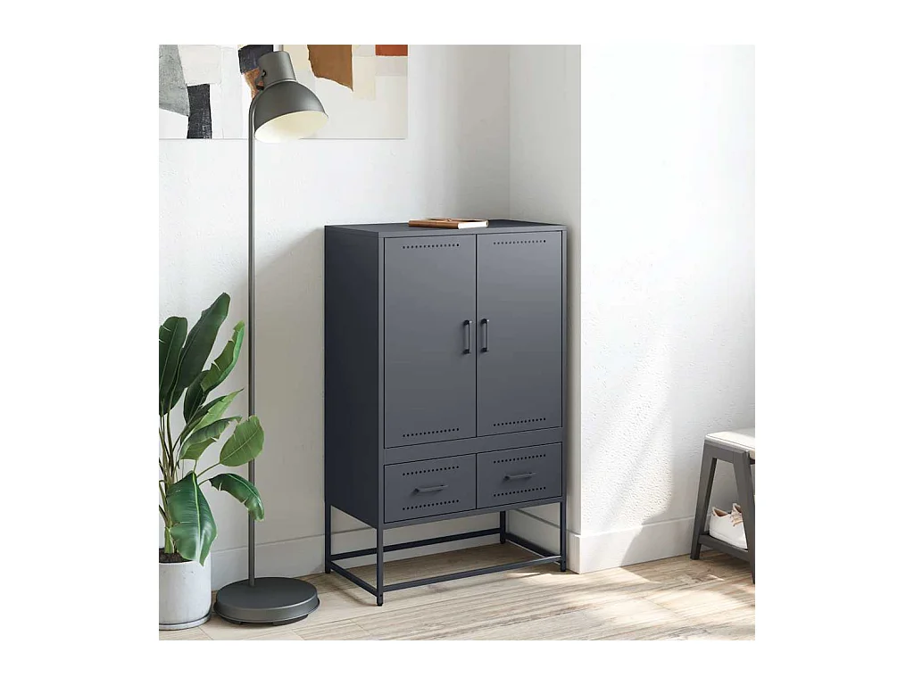 Credenza | Buffet | Armadio Antracite 68x39x111,5 cm Acciaio