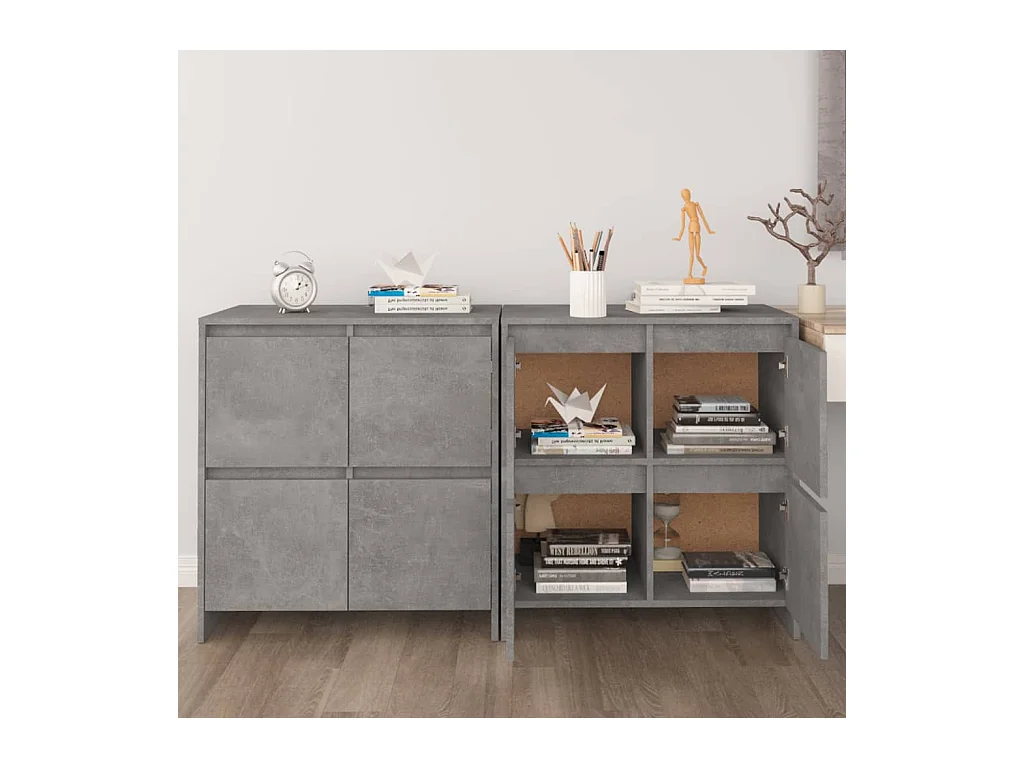 Buffets | Bahuts | Meuble de rangement 2 pcs Gris béton 70x41x75 cm Bois d'ingénierie