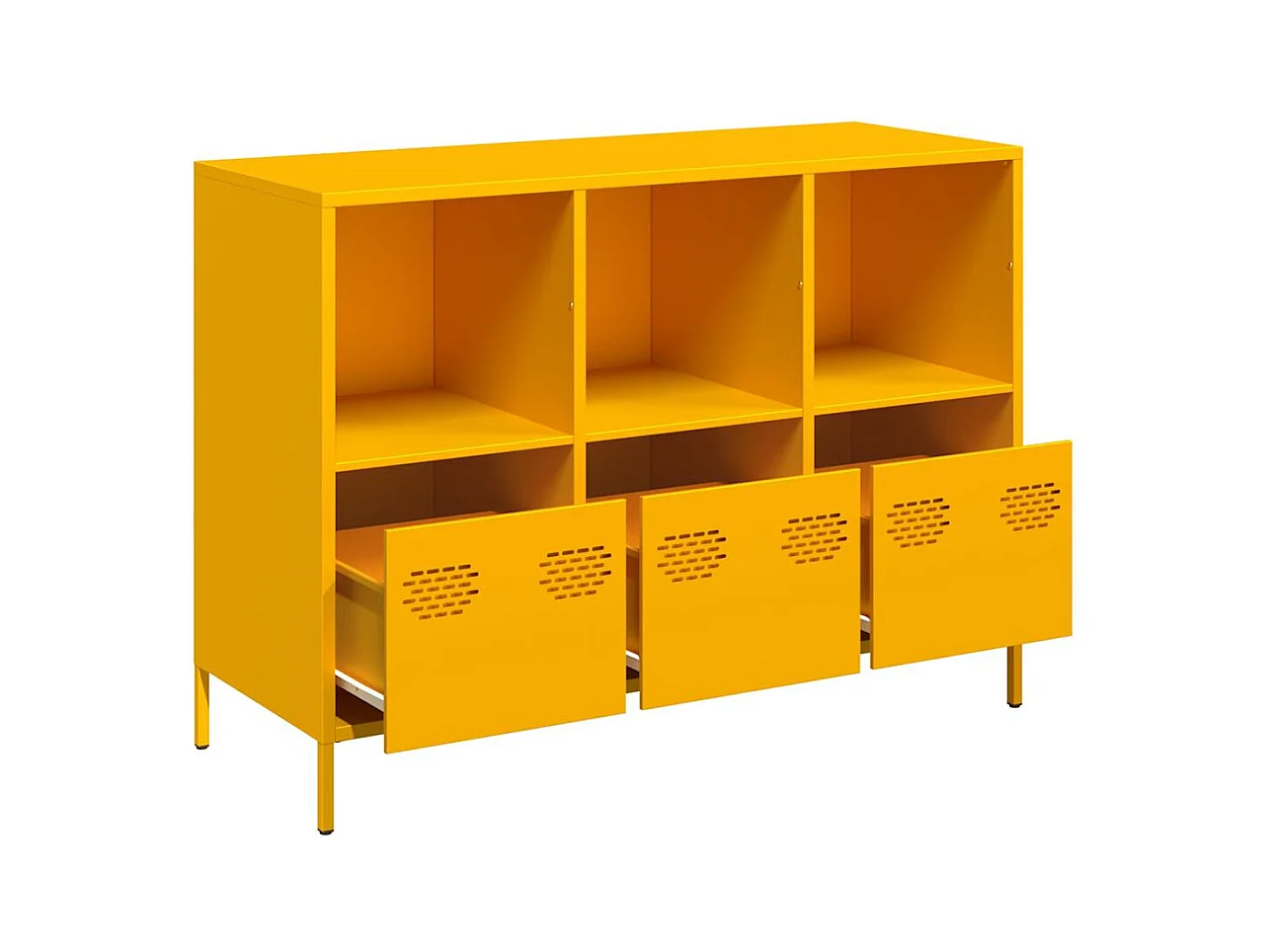 Buffet | Commode à tiroir | Meuble de rangement jaune moutarde 101,5x39x73,5 cm acier laminé à froid