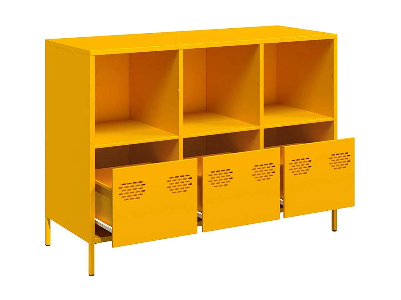 Credenza | Buffet | Armadio Giallo Senape 101,5x39x73,5 cm Acciaio Laminato Freddo