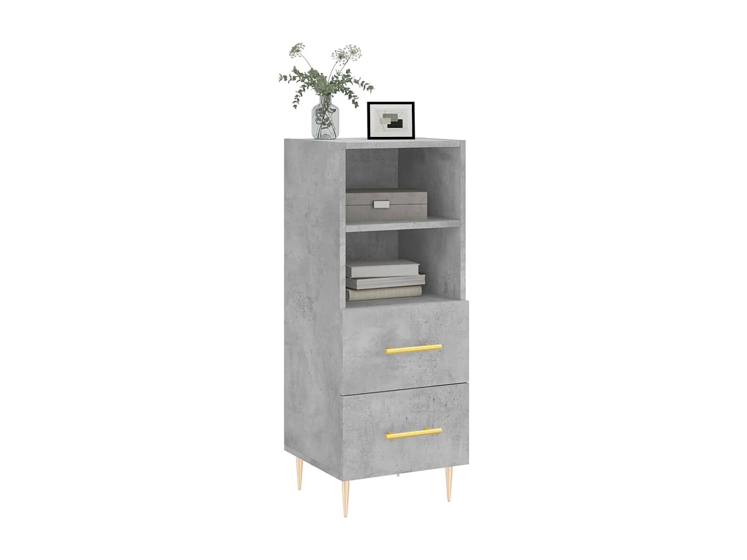Buffet | Bahut | Meuble de rangement Gris béton 34,5x34x90 cm Bois d'ingénierie