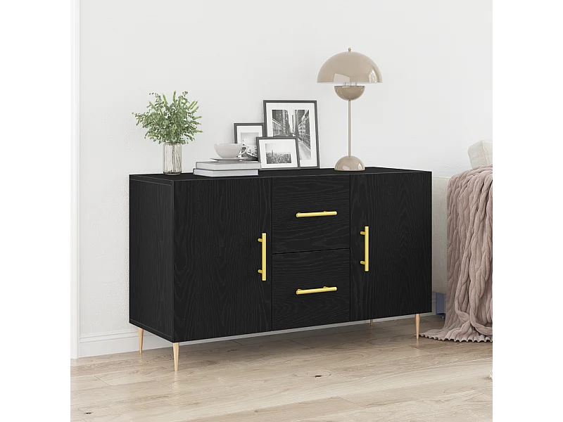Buffet | Bahut | Meuble de rangement en Chêne Noir 100x36x60 cm en Bois d'Ingénierie