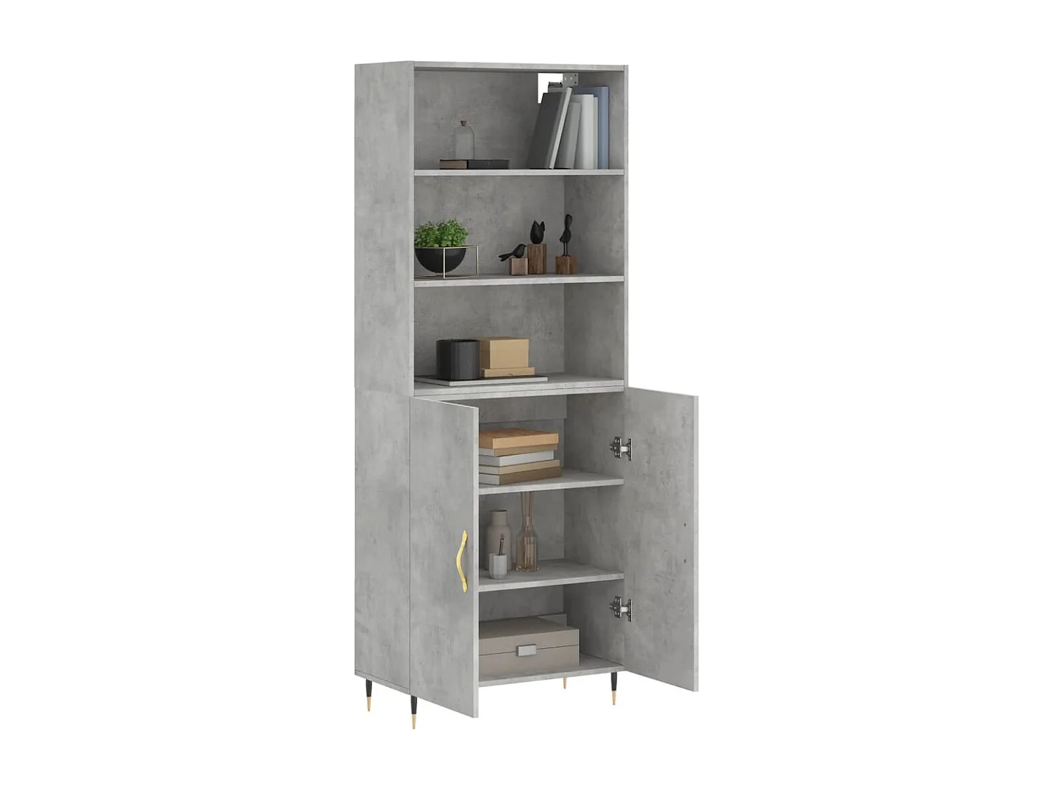 Buffet | Bahut | Meuble de rangement haut Gris béton 69,5x34x180 cm Bois d'ingénierie