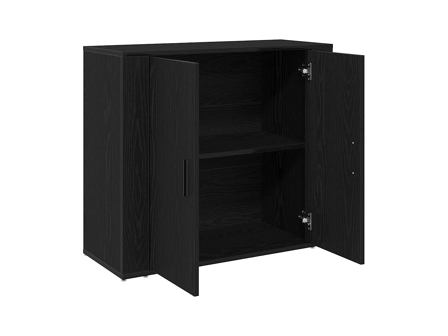 Credenza | Mobile | Armadio Vano Scaffale Nero Rovere 80x33x70 cm Legno Ingegnerizzato