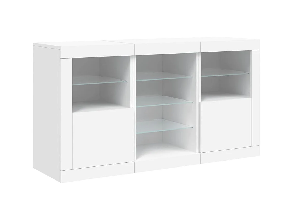 Buffet | Bahut | Meuble de rangement avec lumières LED blanc 123x37x67 cm