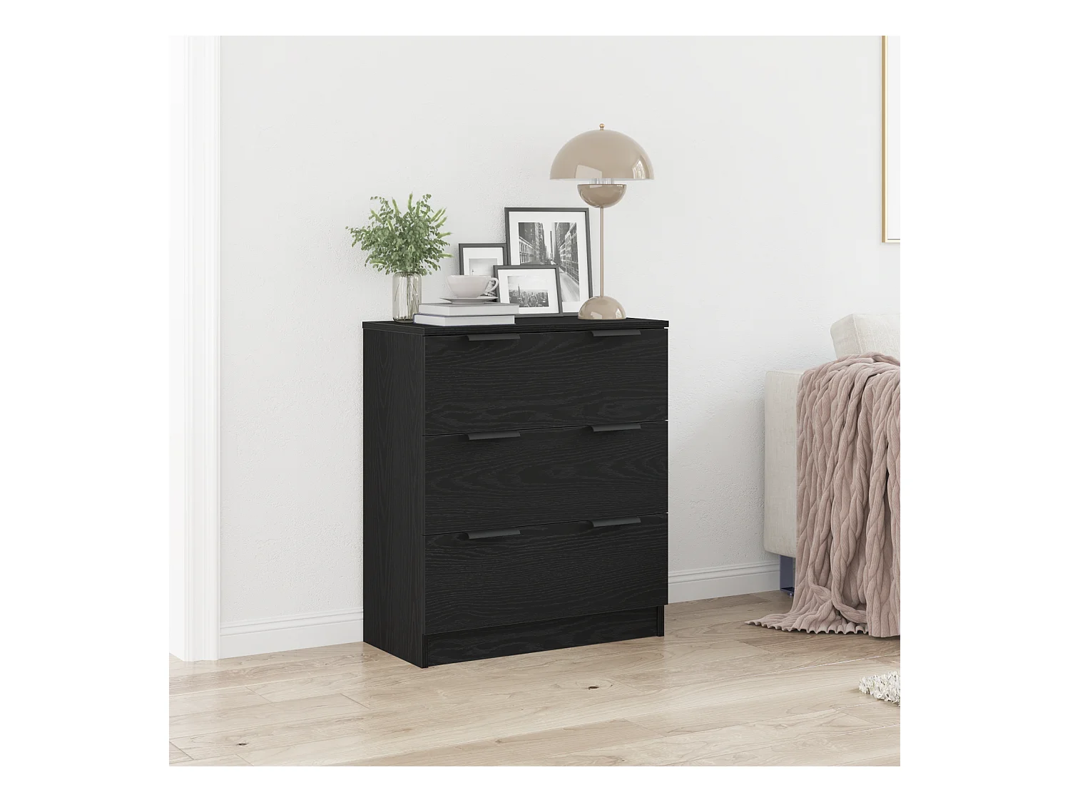 Credenza | Buffet | Armadio nera in rovere 60x30x70 cm in legno ingegnerizzato